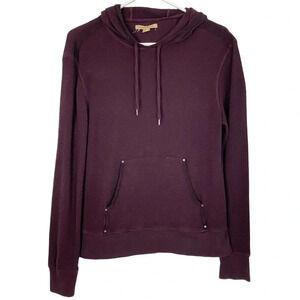 John Varvatos USA Thermal Waffle Knit Hoodie Shirt Mens Medium Burgundy Pullover